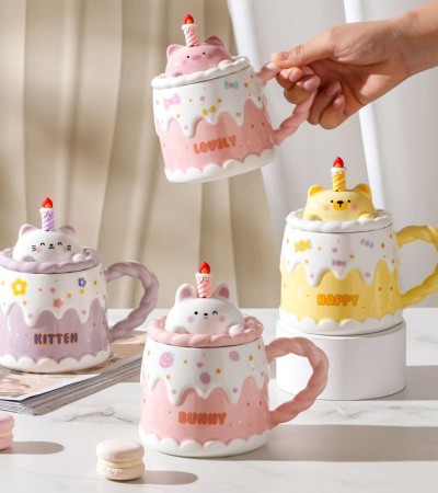 Animal birthday cake mugs