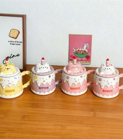 Animal birthday cake mugs